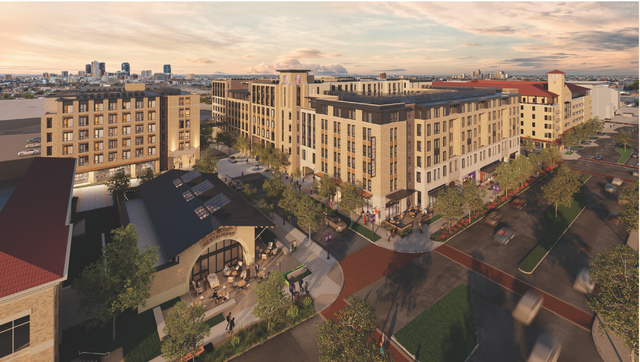 A rendering of Morado on Berry, a $82.9 million mixed-use development TCU is building in partnership with Endeavor Real Estate Group near the intersection of West Berry Street and South University Drive. Construction is expected to be complete in fall 2027.